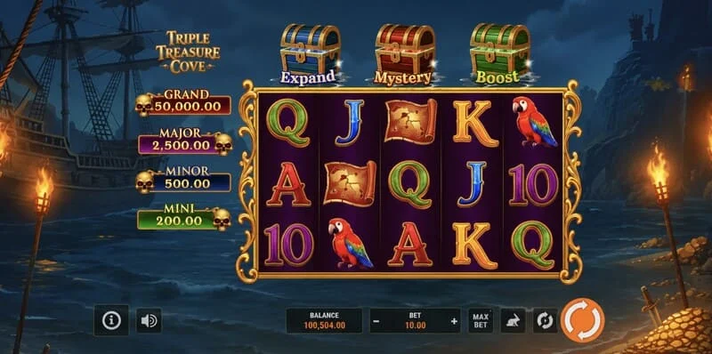 Triple Treasure Cove - Vòng thưởng Hold and Win với tiền xu